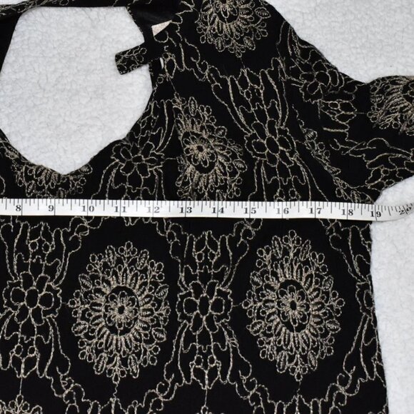 Altar'd State Long Sleeve Boho Thread Stitch Black Print Shirt Mini Dres… - Picture 4 of 12